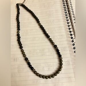 NWT thin volcanic lava stone  necklace for men and women